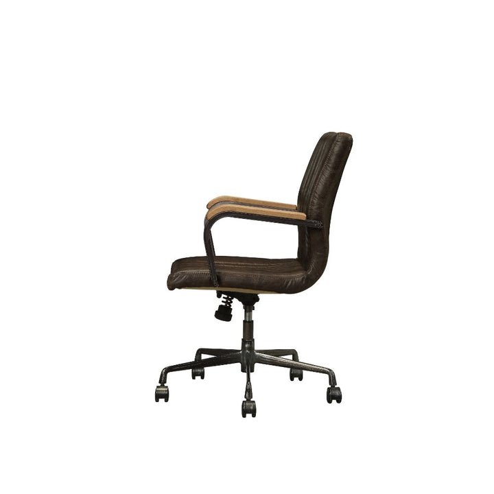 ACME Joslin Distress Chocolate Top Grain Leather Executive Office Chair Model 92028 - MONAVILLA