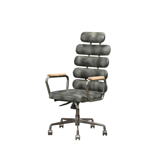 ACME Calan Vintage Black Top Grain Leather Executive Office Chair Model 92107 - MONAVILLA