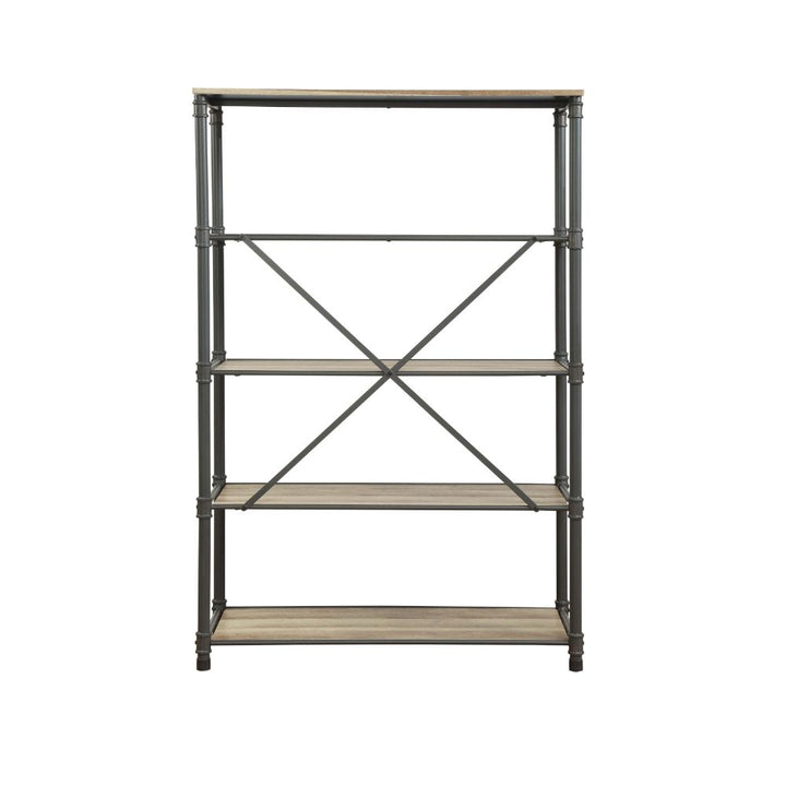 ACME Itzel Antique Oak & Sandy Gray Bookshelf Model 92200 - MONAVILLA