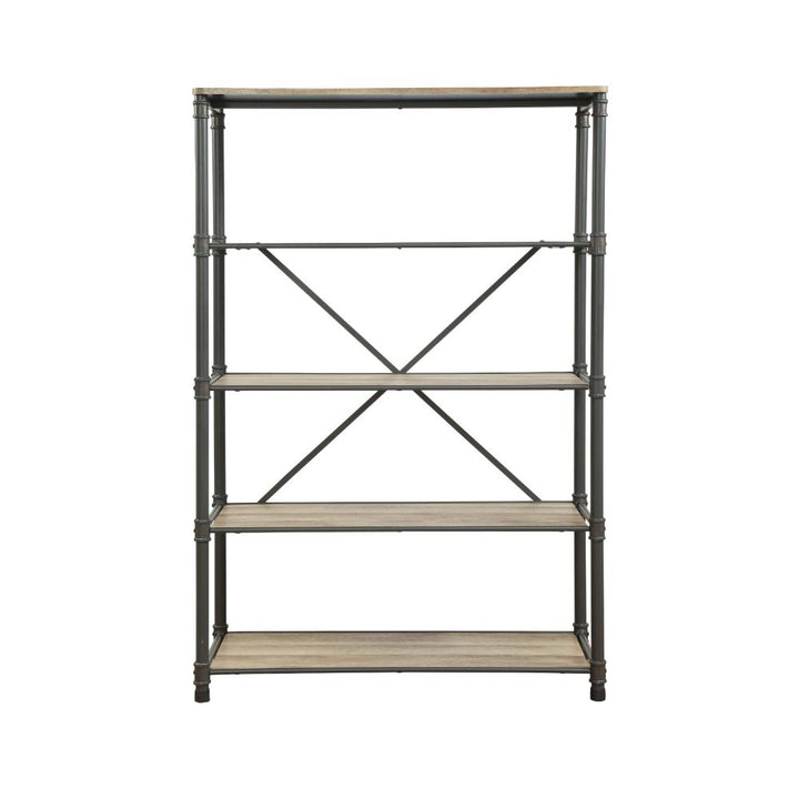 ACME Itzel Antique Oak & Sandy Gray Bookshelf Model 92200 - MONAVILLA