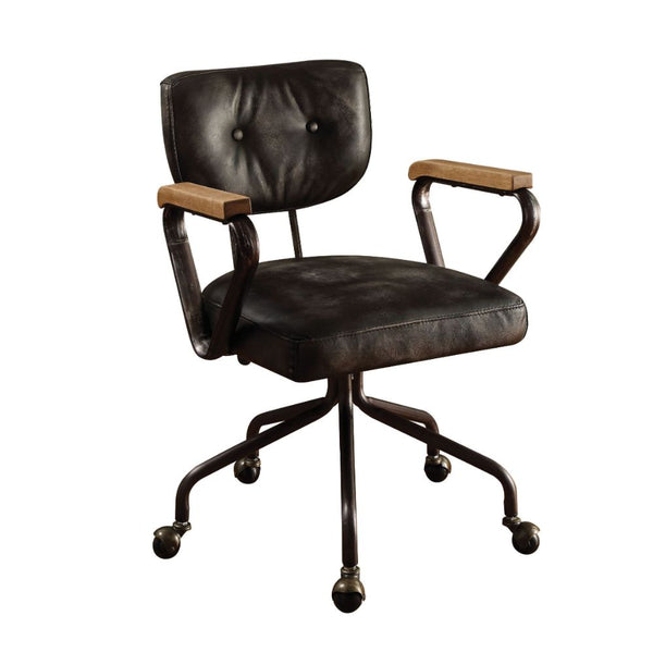 ACME Hallie Vintage Black Top Grain Leather Executive Office Chair Model 92411 - MONAVILLA