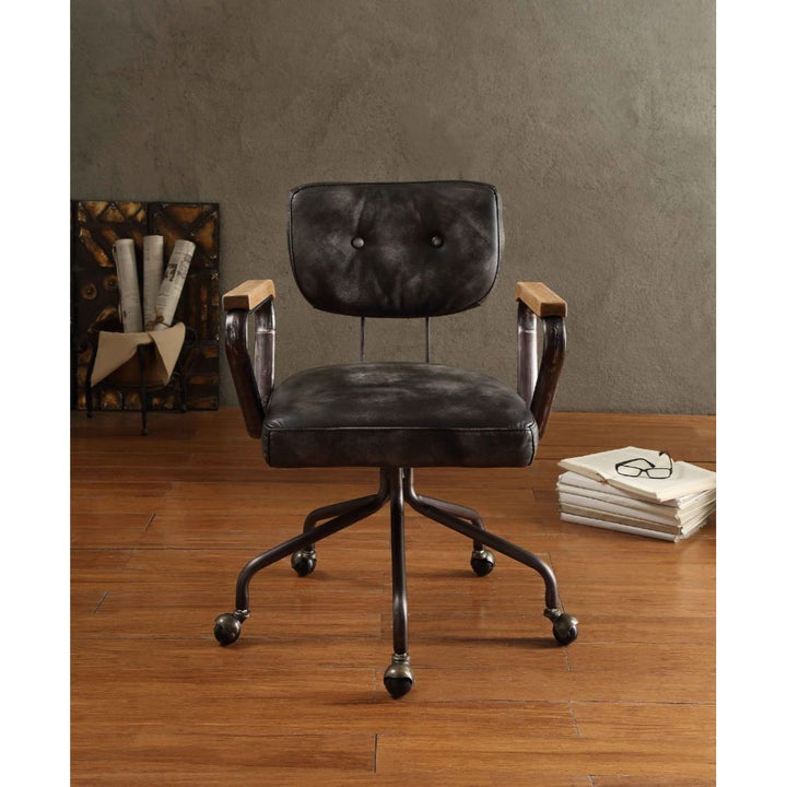 ACME Hallie Vintage Black Top Grain Leather Executive Office Chair Model 92411 - MONAVILLA