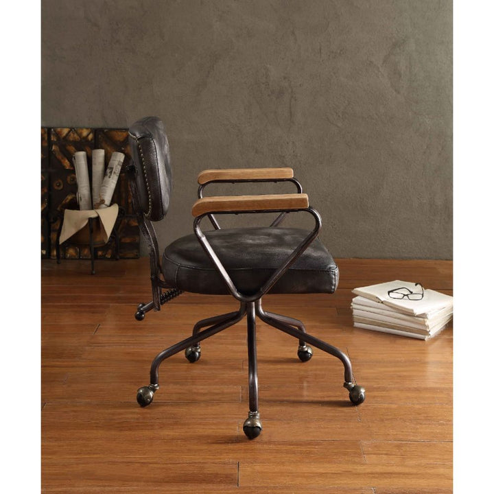 ACME Hallie Vintage Black Top Grain Leather Executive Office Chair Model 92411 - MONAVILLA