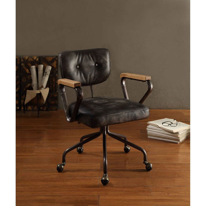 ACME Hallie Vintage Black Top Grain Leather Executive Office Chair Model 92411 - MONAVILLA