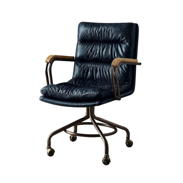 ACME Harith Vintage Blue Top Grain Leather Executive Office Chair Model 92417 - MONAVILLA