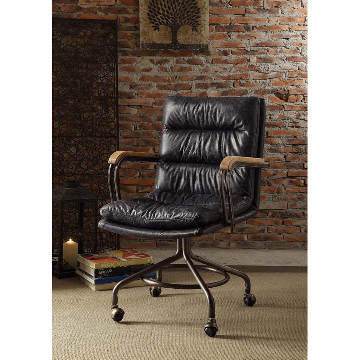ACME Harith Vintage Blue Top Grain Leather Executive Office Chair Model 92417 - MONAVILLA