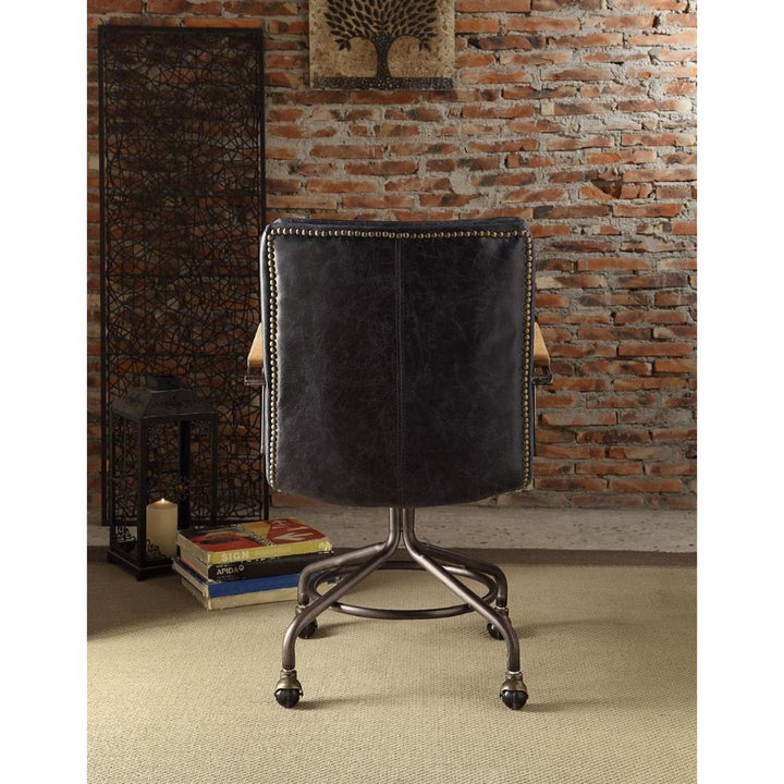 ACME Harith Vintage Blue Top Grain Leather Executive Office Chair Model 92417 - MONAVILLA