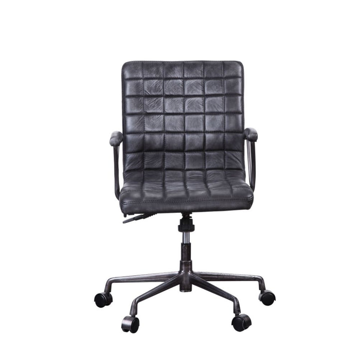 ACME Barack Vintage Black Top Grain Leather & Aluminum Executive Office Chair Model 92557 - MONAVILLA