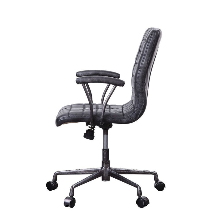 ACME Barack Vintage Black Top Grain Leather & Aluminum Executive Office Chair Model 92557 - MONAVILLA