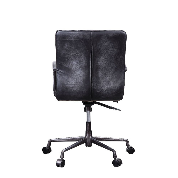 ACME Barack Vintage Black Top Grain Leather & Aluminum Executive Office Chair Model 92557 - MONAVILLA