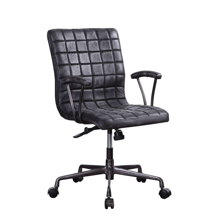 ACME Barack Vintage Black Top Grain Leather & Aluminum Executive Office Chair Model 92557 - MONAVILLA