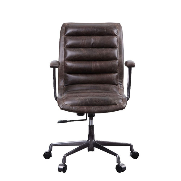 ACME Zooey Distress Chocolate Top Grain Leather Executive Office Chair Model 92558 - MONAVILLA