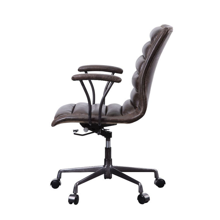 ACME Zooey Distress Chocolate Top Grain Leather Executive Office Chair Model 92558 - MONAVILLA