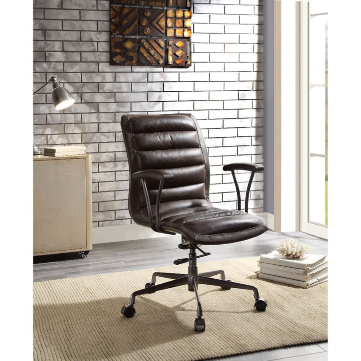 ACME Zooey Distress Chocolate Top Grain Leather Executive Office Chair Model 92558 - MONAVILLA