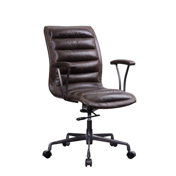 ACME Zooey Distress Chocolate Top Grain Leather Executive Office Chair Model 92558 - MONAVILLA