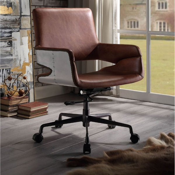 ACME Kamau Vintage Cocoa Top Grain Leather Executive Office Chair Model 92567 - MONAVILLA