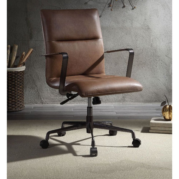 ACME Indra Vintage Chocolate Top Grain Leather Executive Office Chair Model 92568 - MONAVILLA