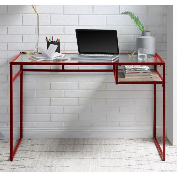 ACME Yasin Red & Glass Desk Model 92584 - MONAVILLA