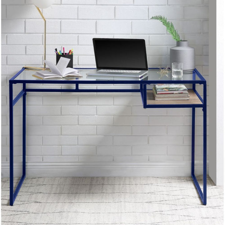 ACME Yasin Blue & Glass Desk Model 92586 - MONAVILLA
