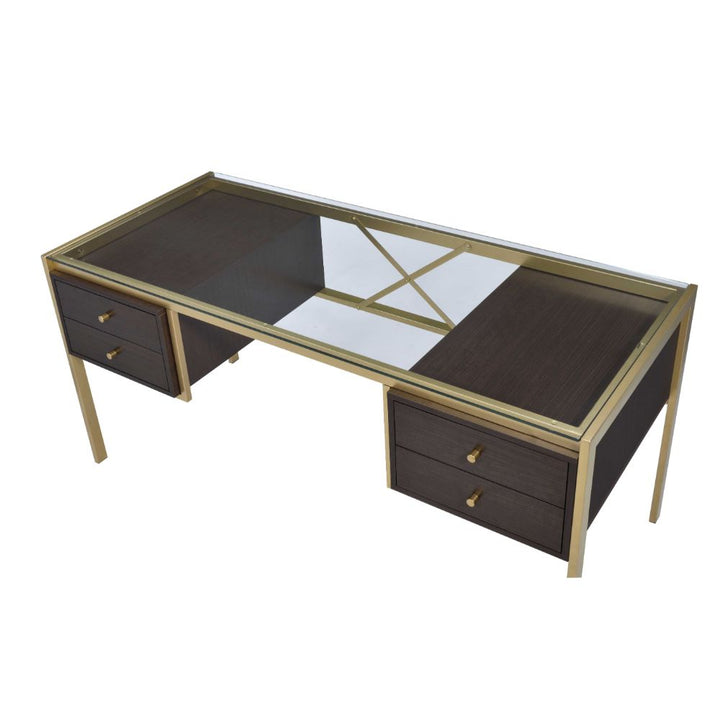 ACME Yumia Gold & Clear Glass Desk Model 92785 - MONAVILLA
