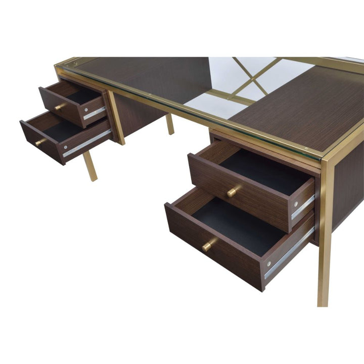 ACME Yumia Gold & Clear Glass Desk Model 92785 - MONAVILLA