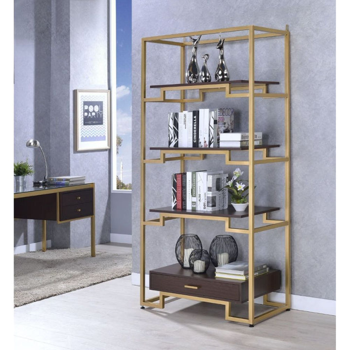 ACME Yumia Gold & Clear Glass Bookshelf Model 92787 - MONAVILLA