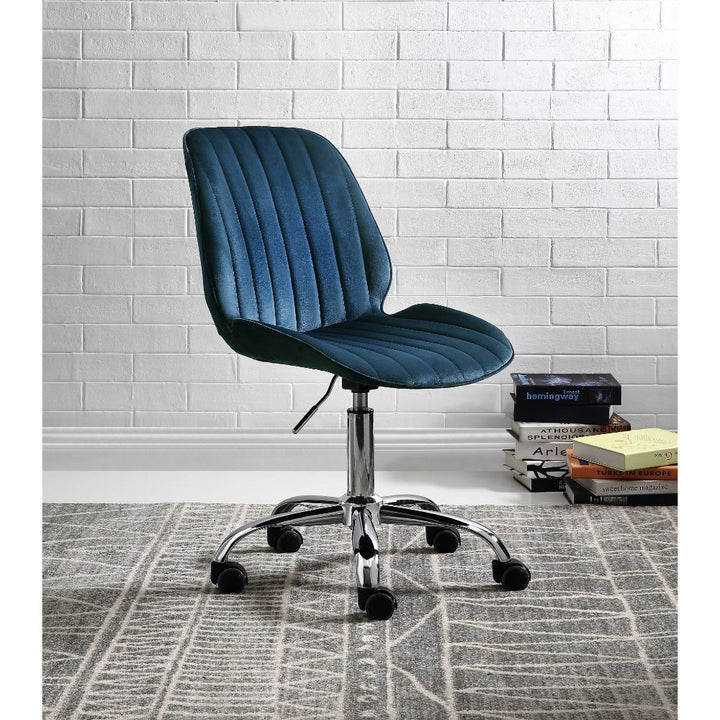 ACME Muata Twilight Blue Velvet & Chrome Office Chair Model 92932 - MONAVILLA