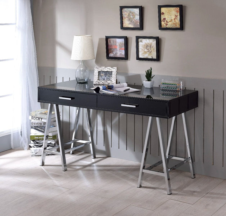 ACME Coleen Black High Gloss & Chrome Finish Desk Model 93045 - MONAVILLA