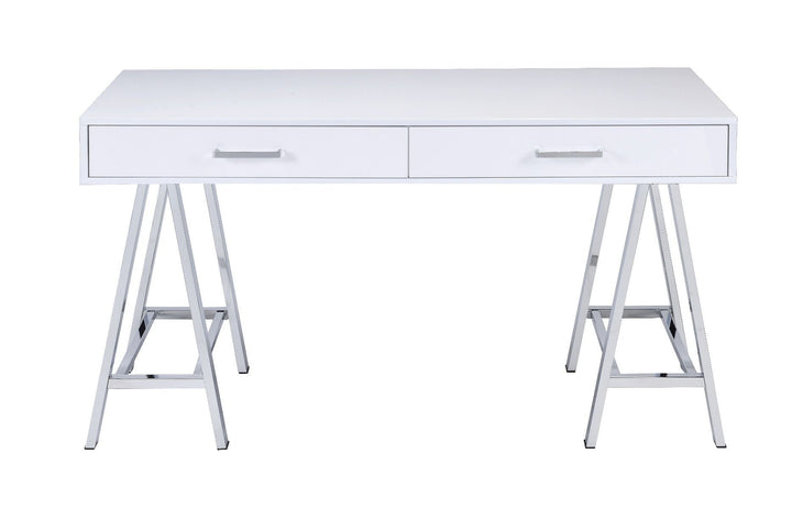 ACME Coleen White High Gloss & Chrome Finish Desk Model 93047 - MONAVILLA