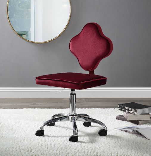 ACME Clover Red Velvet Office Chair Model 93070 - MONAVILLA