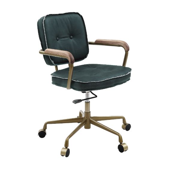 ACME Siecross Emerald Green Leather Office Chair Model 93171 - MONAVILLA