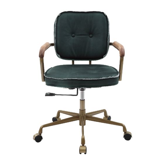 ACME Siecross Emerald Green Leather Office Chair Model 93171 - MONAVILLA