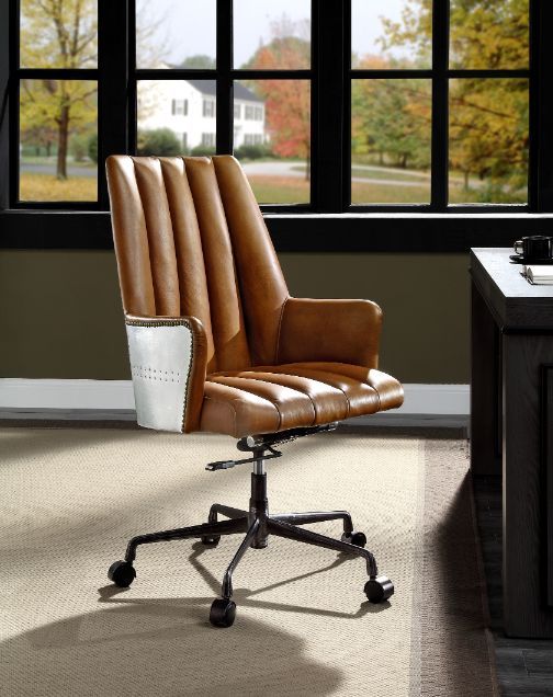 ACME Salvol Sahara Leather & Aluminum Office Chair Model 93176 - MONAVILLA