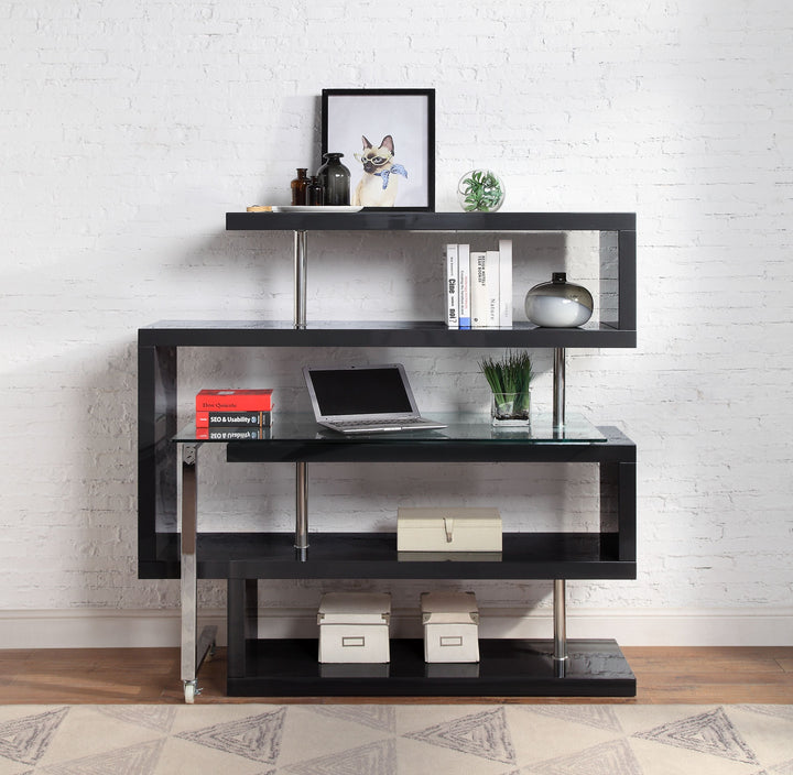 ACME Raceloma Clear Glass, Black & Chrome Finish Writing Desk Model 93177 - MONAVILLA
