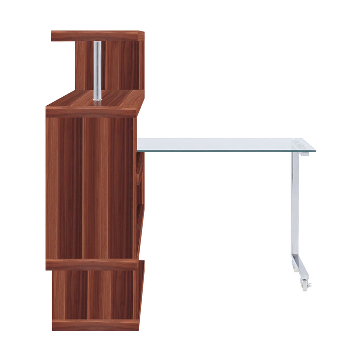 ACME Raceloma Clear Glass, Walnut & Chrome Finish Writing Desk Model 93183 - MONAVILLA