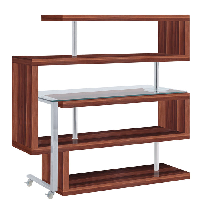 ACME Raceloma Clear Glass, Walnut & Chrome Finish Writing Desk Model 93183 - MONAVILLA