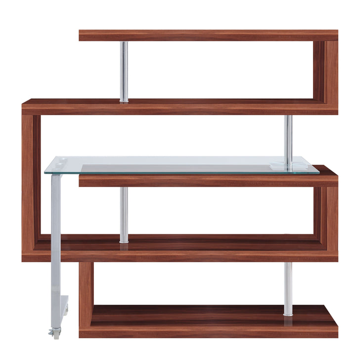 ACME Raceloma Clear Glass, Walnut & Chrome Finish Writing Desk Model 93183 - MONAVILLA