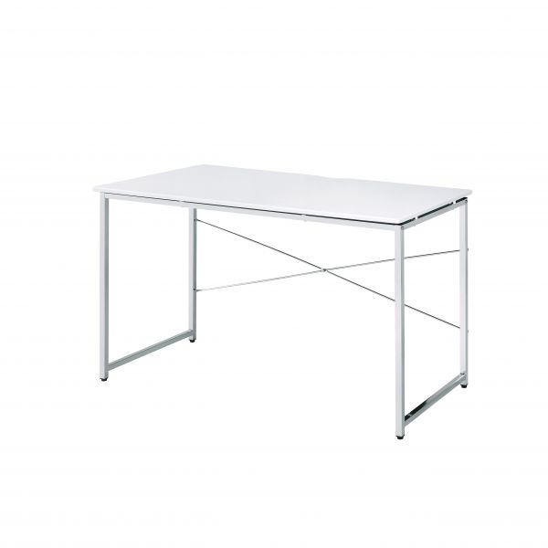 ACME Tennos White & Chrome Finish Writing Desk Model 93190 - MONAVILLA