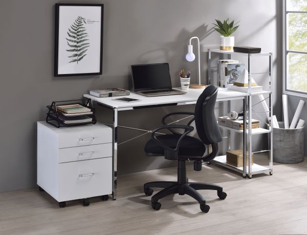 ACME Tennos White & Chrome Finish Bookshelf Model 93192 - MONAVILLA