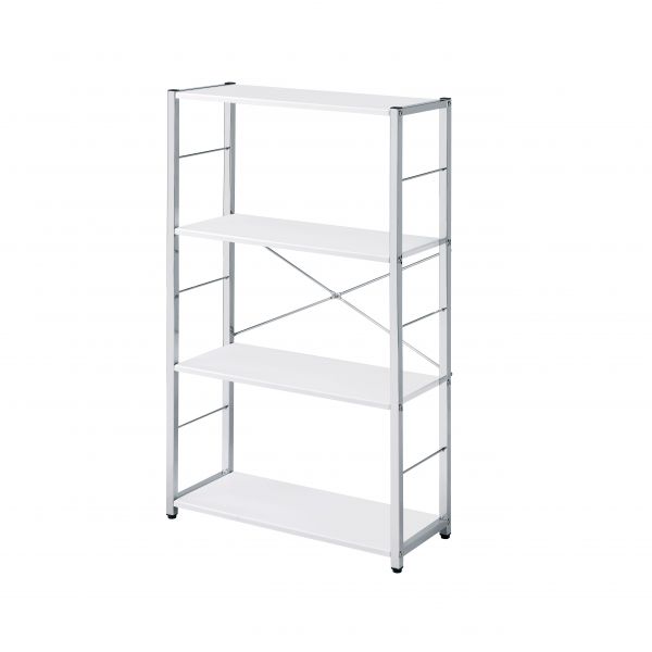 ACME Tennos White & Chrome Finish Bookshelf Model 93192 - MONAVILLA