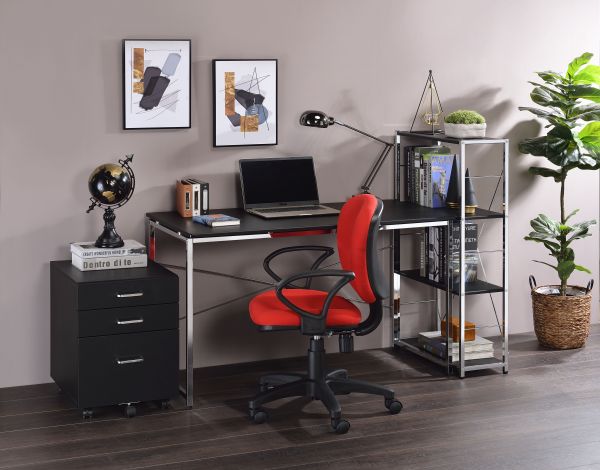 ACME Tennos Black & Chrome Finish Writing Desk Model 93195 - MONAVILLA