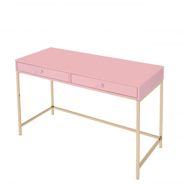 ACME Ottey Pink High Gloss & Gold Finish Writing Desk Model 93545 - MONAVILLA
