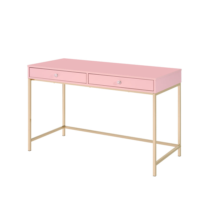 ACME Ottey Pink High Gloss & Gold Finish Writing Desk Model 93545 - MONAVILLA