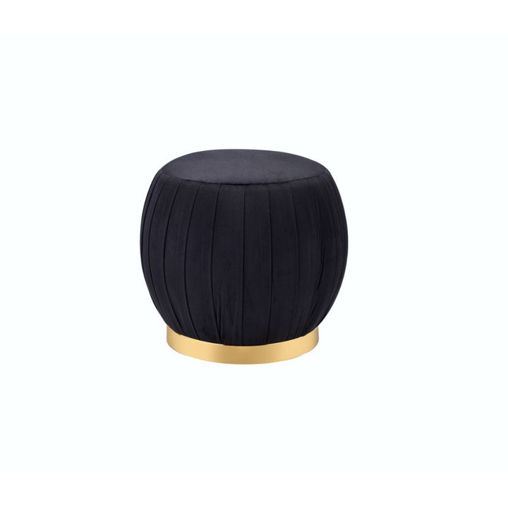 ACME Zinnia Black Velvet & Gold Ottoman Model 96449 - MONAVILLA