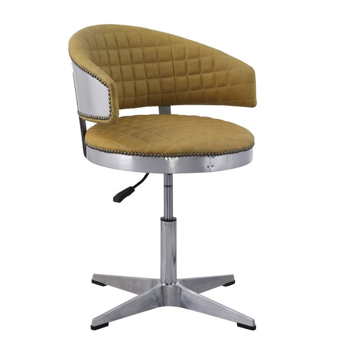 ACME Brancaster Turmeric Top Grain Leather & Chrome Chair Model 96470 - MONAVILLA
