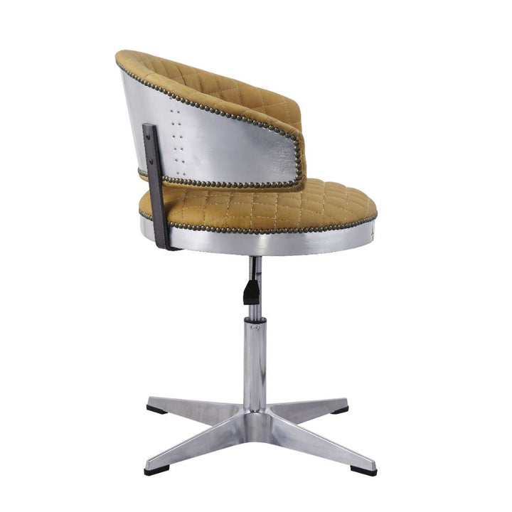 ACME Brancaster Turmeric Top Grain Leather & Chrome Chair Model 96470 - MONAVILLA