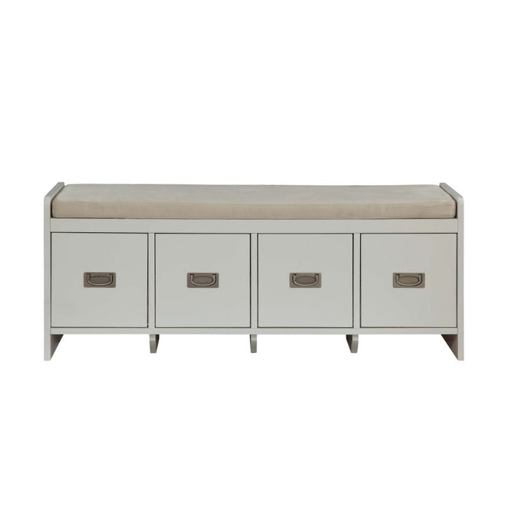 ACME Berci Beige Fabric & White Bench Model 96775 - MONAVILLA