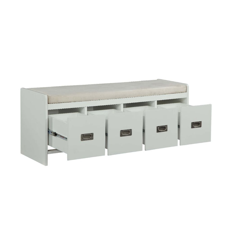 ACME Berci Beige Fabric & White Bench Model 96775 - MONAVILLA