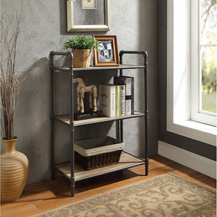 ACME Itzel Antique Oak & Sandy Gray Bookshelf Model 97162 - MONAVILLA
