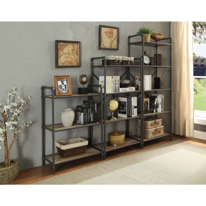 ACME Itzel Antique Oak & Sandy Gray Bookshelf Model 97162 - MONAVILLA